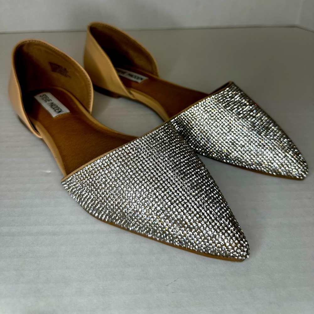 Steve Madden D’Orsay Genius Suede Blush Multi Rhinestone Flats - Women’s Size: 9